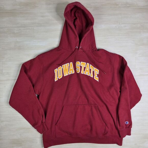 Vintage Champion Iowa‎ State University Sweatshirt Red Hoodie Spellout Size XL - Picture 1 of 9